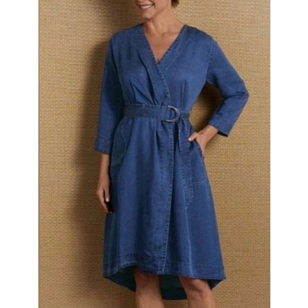 Soft Surroundings | Traviata Tencel Wrap Casual Chic 70’s Style Dress Size S